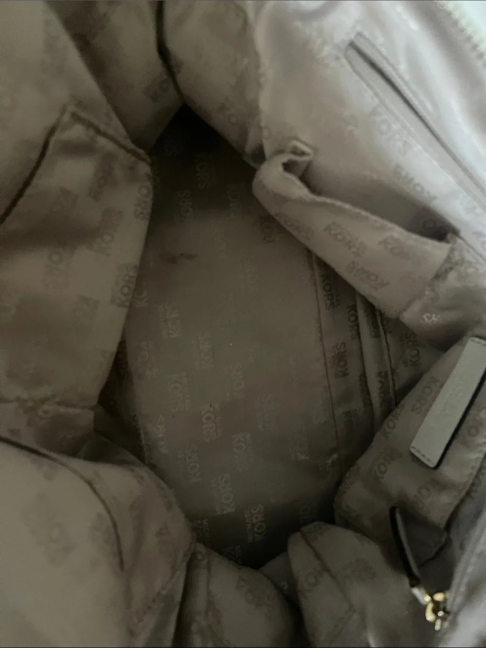 Michael Kors White Pebbled Leather Satchel with Gold Accent